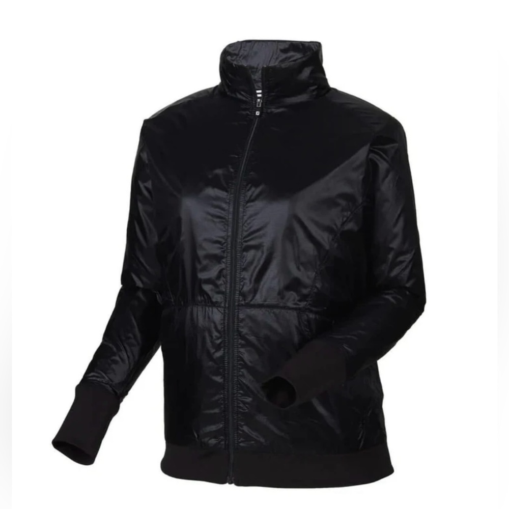 Footjoy‎ woman’s black shiny full zip golf windbreaker jacket size medium